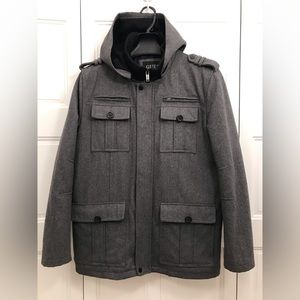 Guess Military style wool blend hooded coat